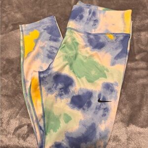 Nike Women's Tie-Dye Leggings - Blue, Green, Yellow